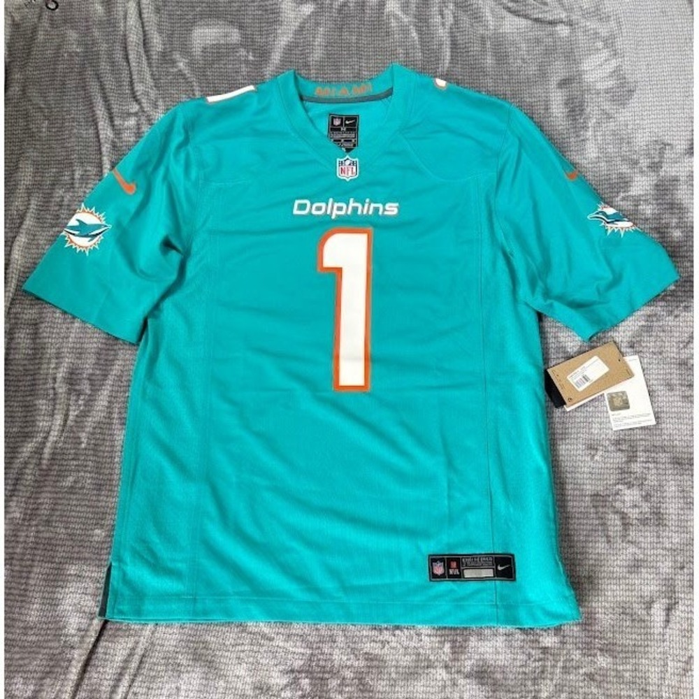 Nike Miami Dolphins Tua Tagovailoa #1 Aqua Game Jersey Mens Size Medium New‎
